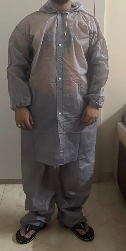 Rainsuit Jacket & Pant | Transparent | Waterproof Raincoat for Men & Women | Lightweight, Reusable Rain Wear for Bike & Outdoor Use