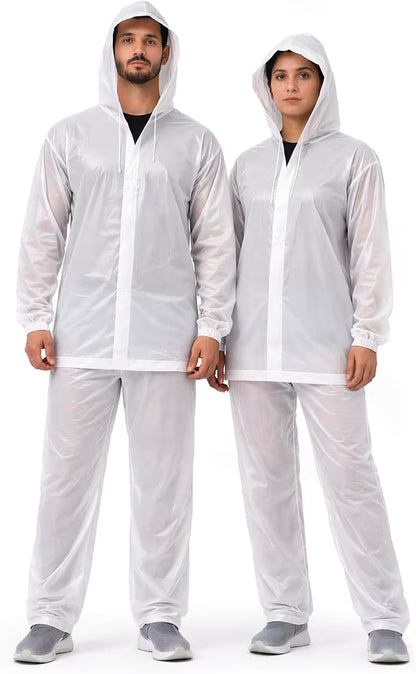 Rainsuit Jacket & Pant | Transparent | Waterproof Raincoat for Men & Women | Lightweight, Reusable Rain Wear for Bike & Outdoor Use