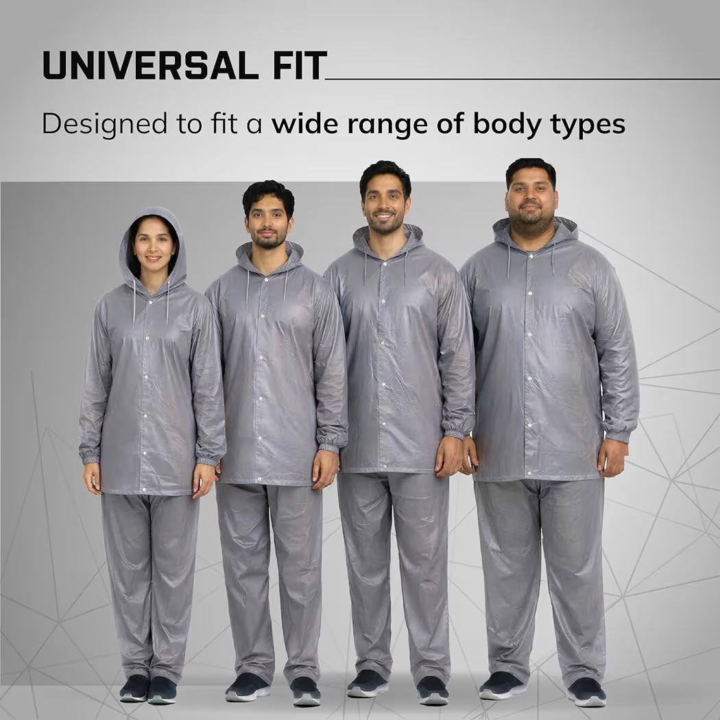 Rainsuit Jacket & Pant | Grey | Waterproof Raincoat for Men & Women | Lightweight, Reusable Rain Wear for Bike & Outdoor Use