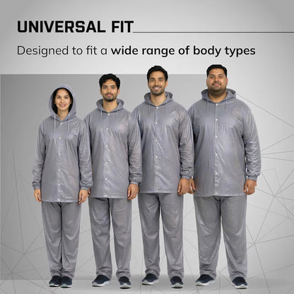 Rainsuit Jacket & Pant | Grey | Waterproof Raincoat for Men & Women | Lightweight, Reusable Rain Wear for Bike & Outdoor Use