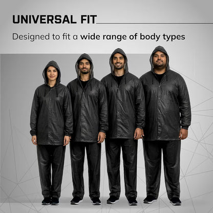 Rainsuit Jacket & Pant | Black | Waterproof Raincoat for Men & Women | Lightweight, Reusable Rain Wear for Bike & Outdoor Use