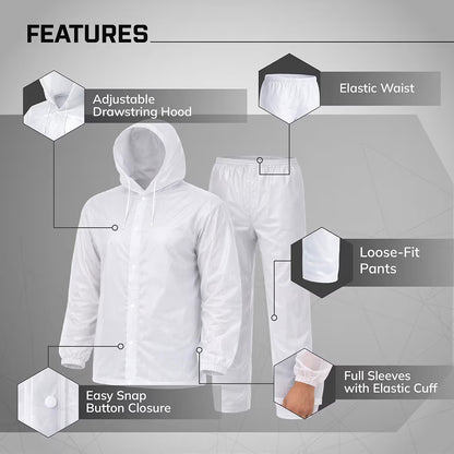 Rainsuit Jacket & Pant | Transparent | Waterproof Raincoat for Men & Women | Lightweight, Reusable Rain Wear for Bike & Outdoor Use
