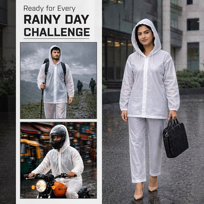 Rainsuit Jacket & Pant | Transparent | Waterproof Raincoat for Men & Women | Lightweight, Reusable Rain Wear for Bike & Outdoor Use