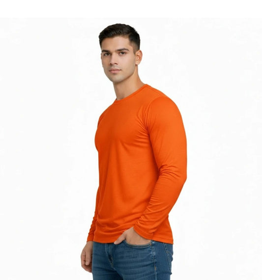 Pack of 5 Men's Solid Round Neck Polyester Full Sleeve T-Shirts – Set 3