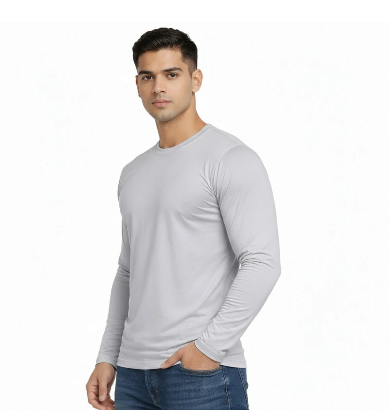 Pack of 5 Men's Solid Round Neck Polyester Full Sleeve T-Shirts – Set 1