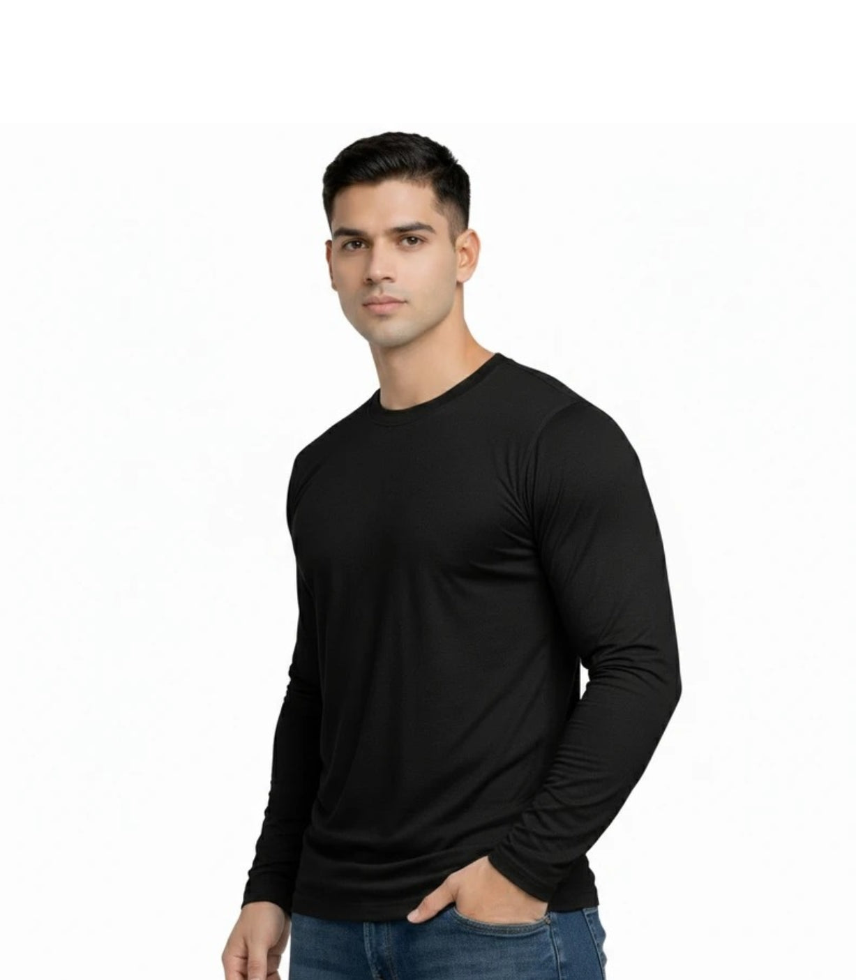 Pack of 5 Men's Solid Round Neck Polyester Full Sleeve T-Shirts – Set 1