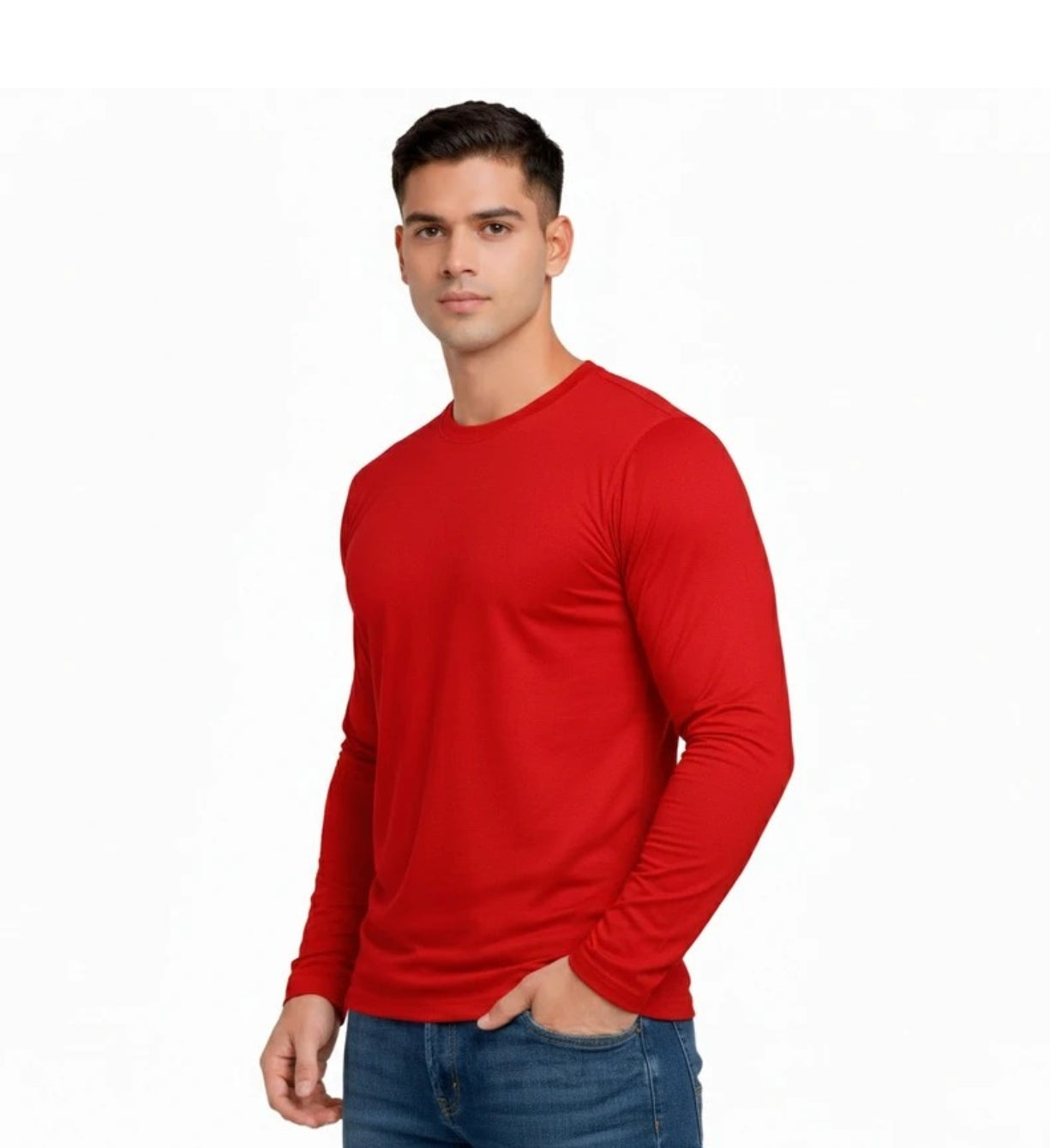 Pack of 5 Men's Solid Round Neck Polyester Full Sleeve T-Shirts – Set 1