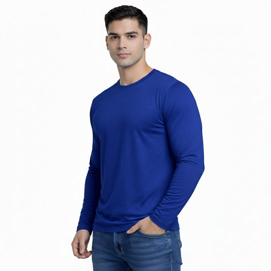 Pack of 5 Men's Solid Round Neck Polyester Full Sleeve T-Shirts – Set 1