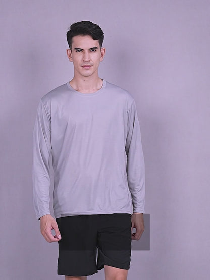 Pack of 5 Men's Solid Round Neck Polyester Full Sleeve T-Shirts – Set 1